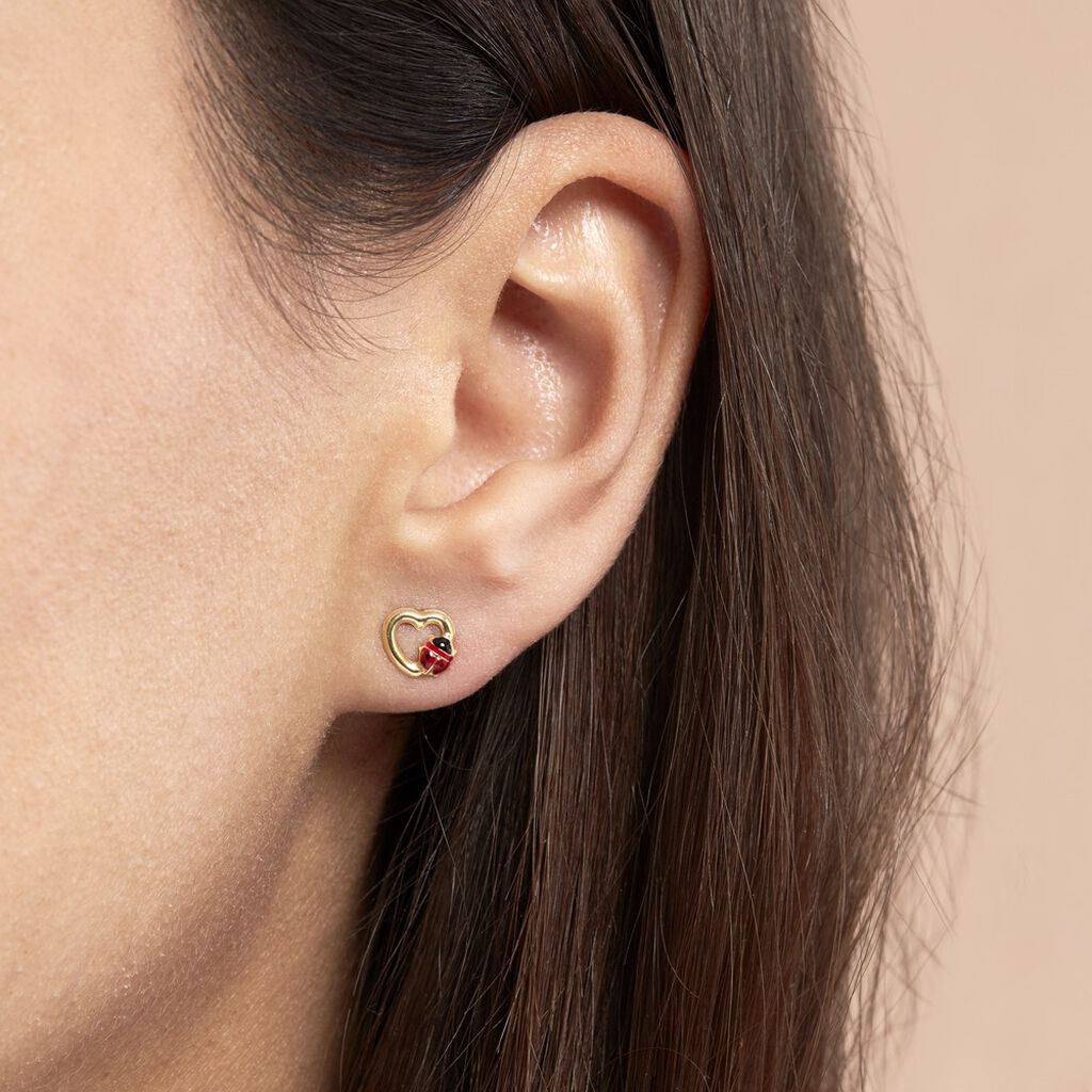 Boucles D'oreilles Puces Or Jaune Syringa Smalto - Clous d'oreilles Enfant | Histoire d’Or