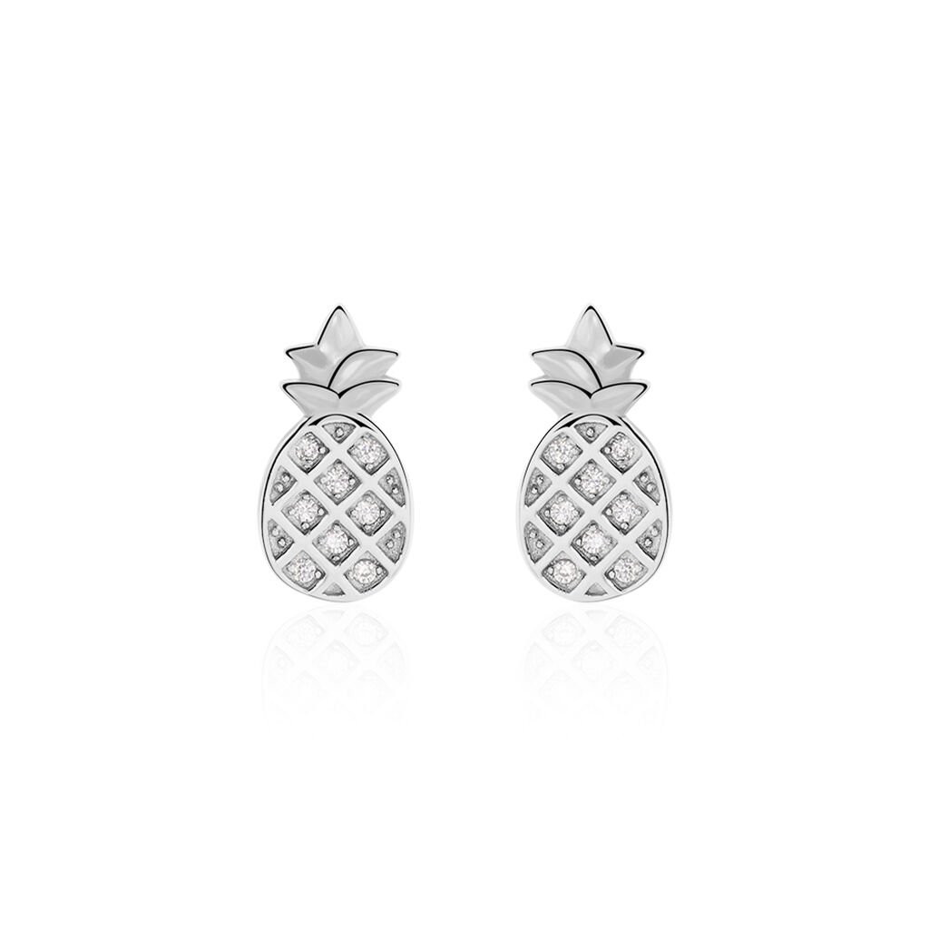 Boucles D'oreilles Puces Harold Argent Blanc Oxyde De Zirconium - Boucles d'oreilles fantaisie Femme | Histoire d’Or