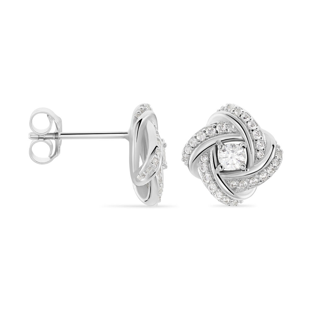 Boucles D'oreilles Puces Anasthase Argent Blanc Oxyde De Zirconium - Boucles d'oreilles fantaisie Femme | Histoire d’Or