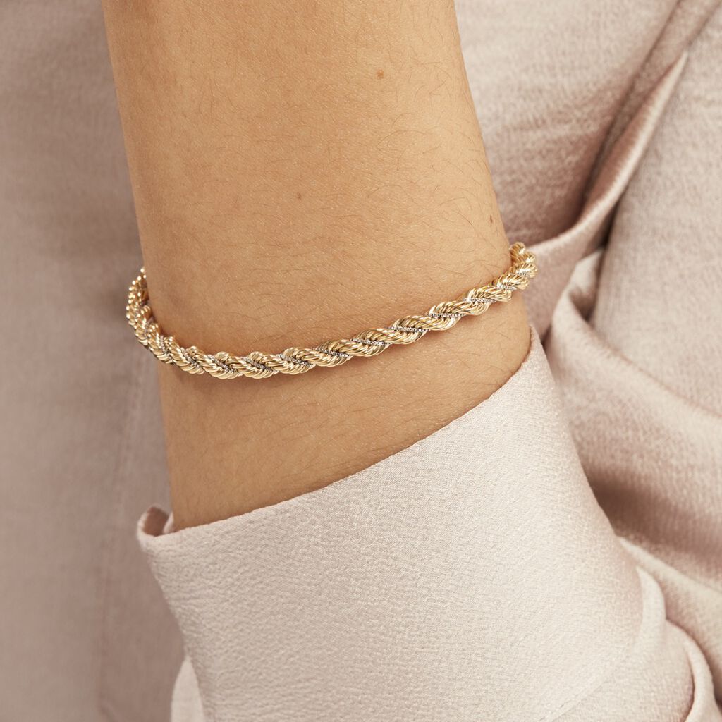 Bracelet Jerryenne Maille Corde Et Venitienne Or Bicolore - Bracelets chaîne Femme | Histoire d’Or