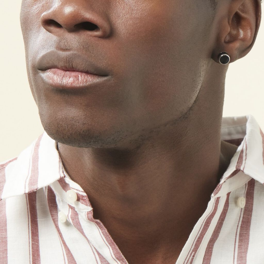 Boucle D'oreille Puce Unitaire Maurus Argent Blanc Email - Boucles d'oreilles fantaisie Homme | Histoire d’Or
