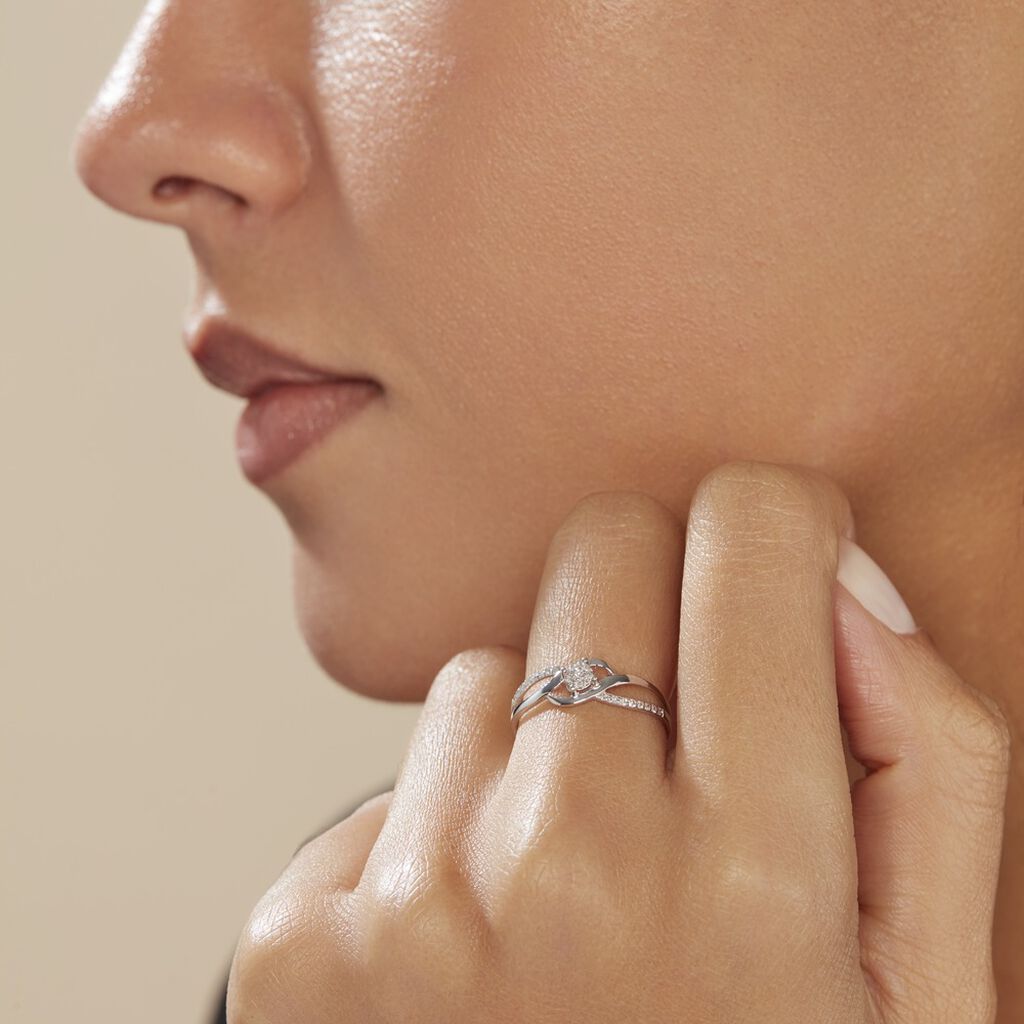 Bague Or Blanc Charlotta Diamant - Bagues avec pierre Femme | Histoire d’Or