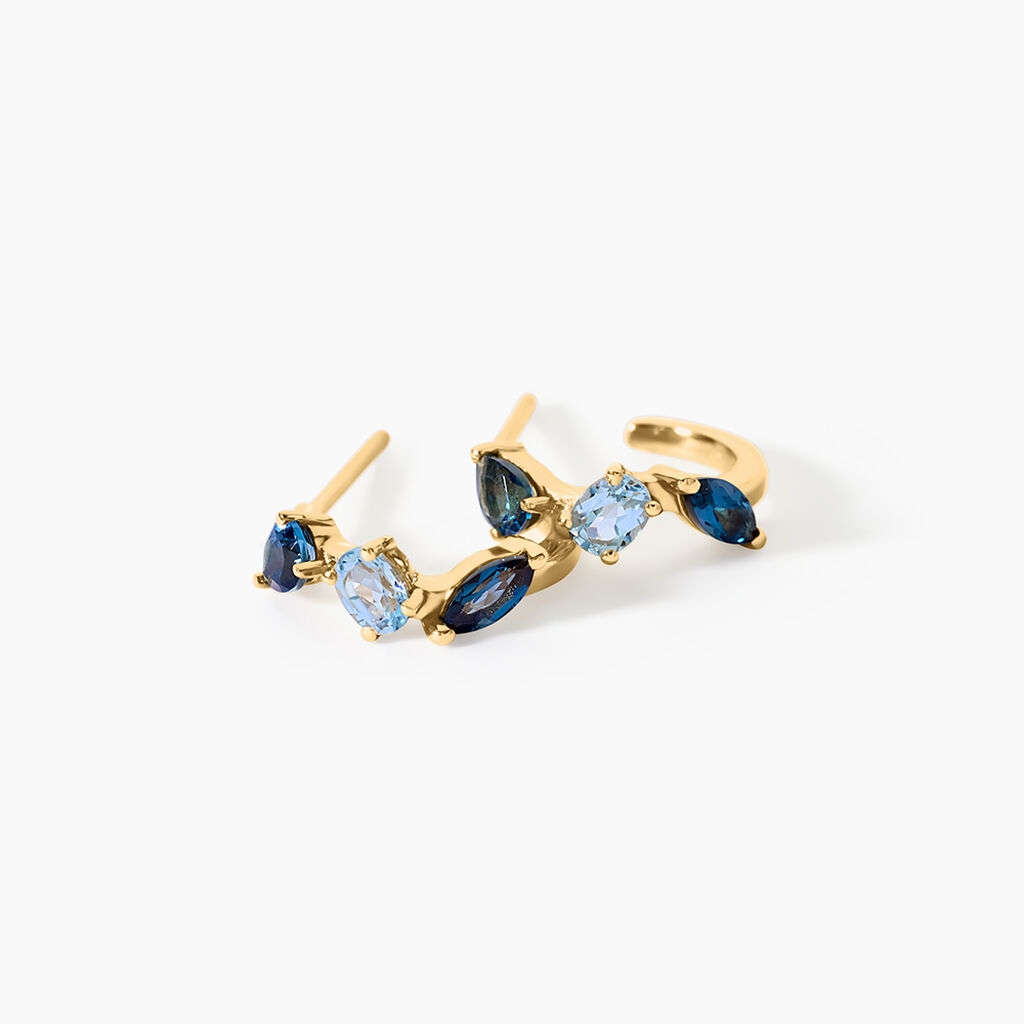 Cr&eacute;oles Printemps Precieux Argent Dor&eacute; A L'Or 750/1000 Topaze - Boucles d'oreilles cr&eacute;oles Femme | Histoire d&rsquo;Or