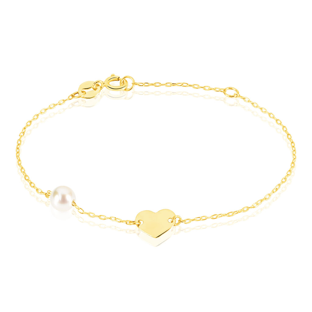 bracelet roselena coeur or jaune perle de culture