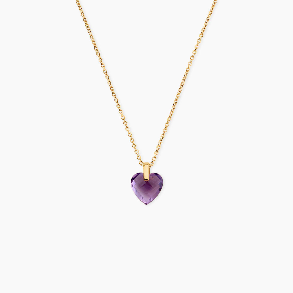 Collier Ludmille Argent Dor&eacute; A L'Or 750/1000 Am&eacute;thyste - Colliers pierre Femme | Histoire d&rsquo;Or