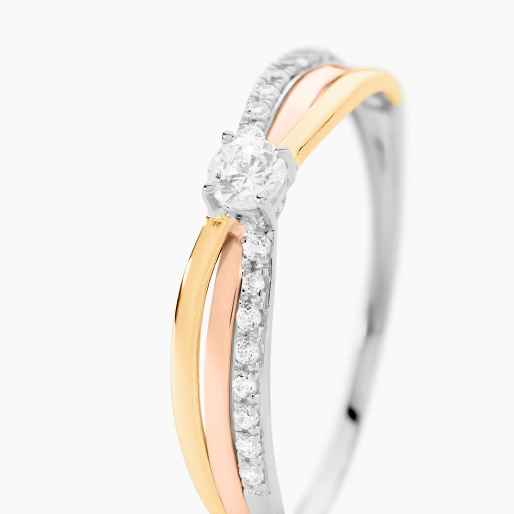 Bague Or Tricolore Peregrine Oxyde De Zirconium - Bagues solitaires Femme | Histoire d’Or