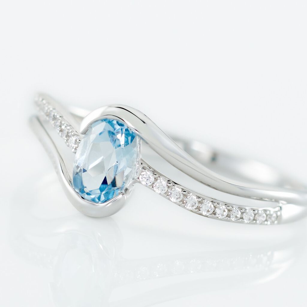 Bague Or Blanc Anja Topaze - Bagues solitaires Femme | Histoire d&rsquo;Or
