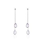 Boucles D'oreilles Pendantes Djime Or Blanc Amethyste - Boucles d'oreilles pendantes Femme | Histoire d&rsquo;Or