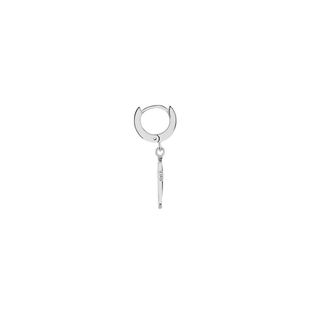 Créole Unitaire Elias Argent Blanc - Boucles d'oreilles créoles Homme | Histoire d’Or