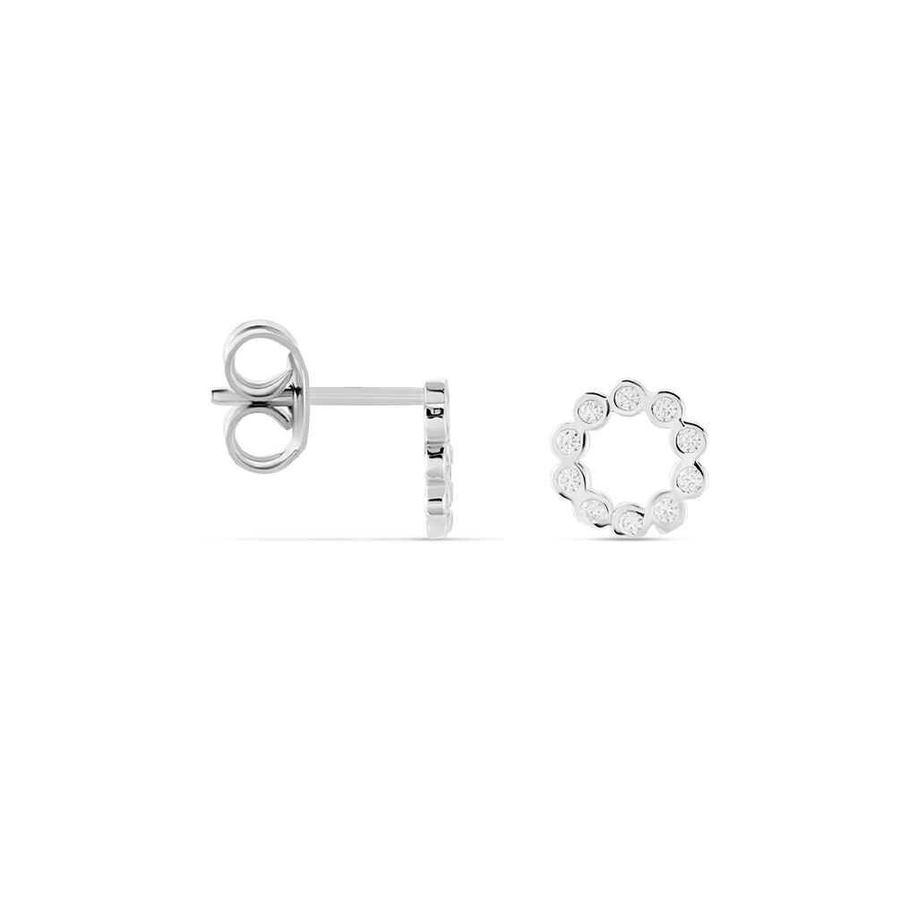 Boucles D'oreilles Puces Argent Blanc Leonhard Oxydes De Zirconium - Boucles d'oreilles fantaisie Femme | Histoire d’Or