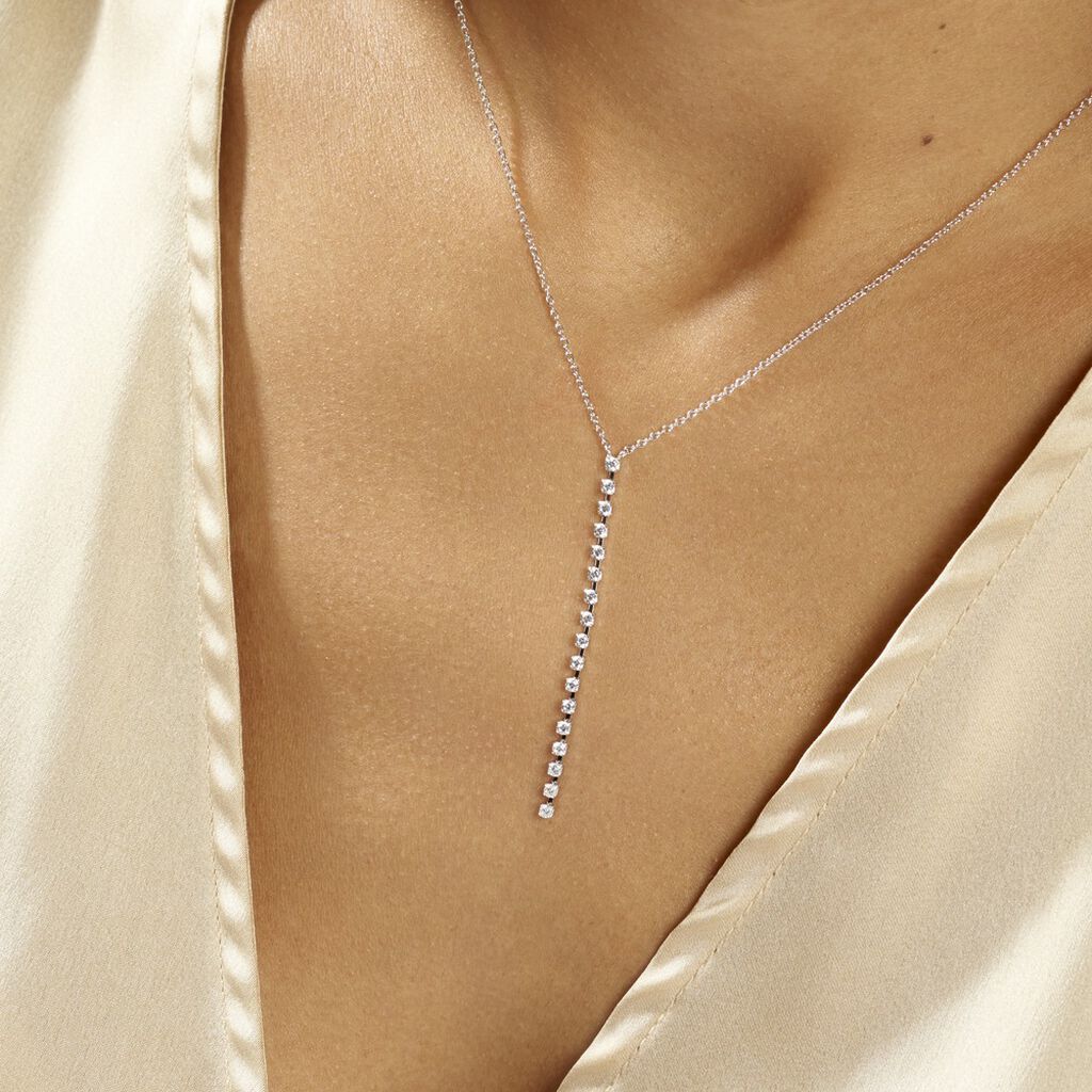 Collier Whitney Argent Blanc Oxyde De Zirconium - Colliers fantaisie Femme | Histoire d’Or