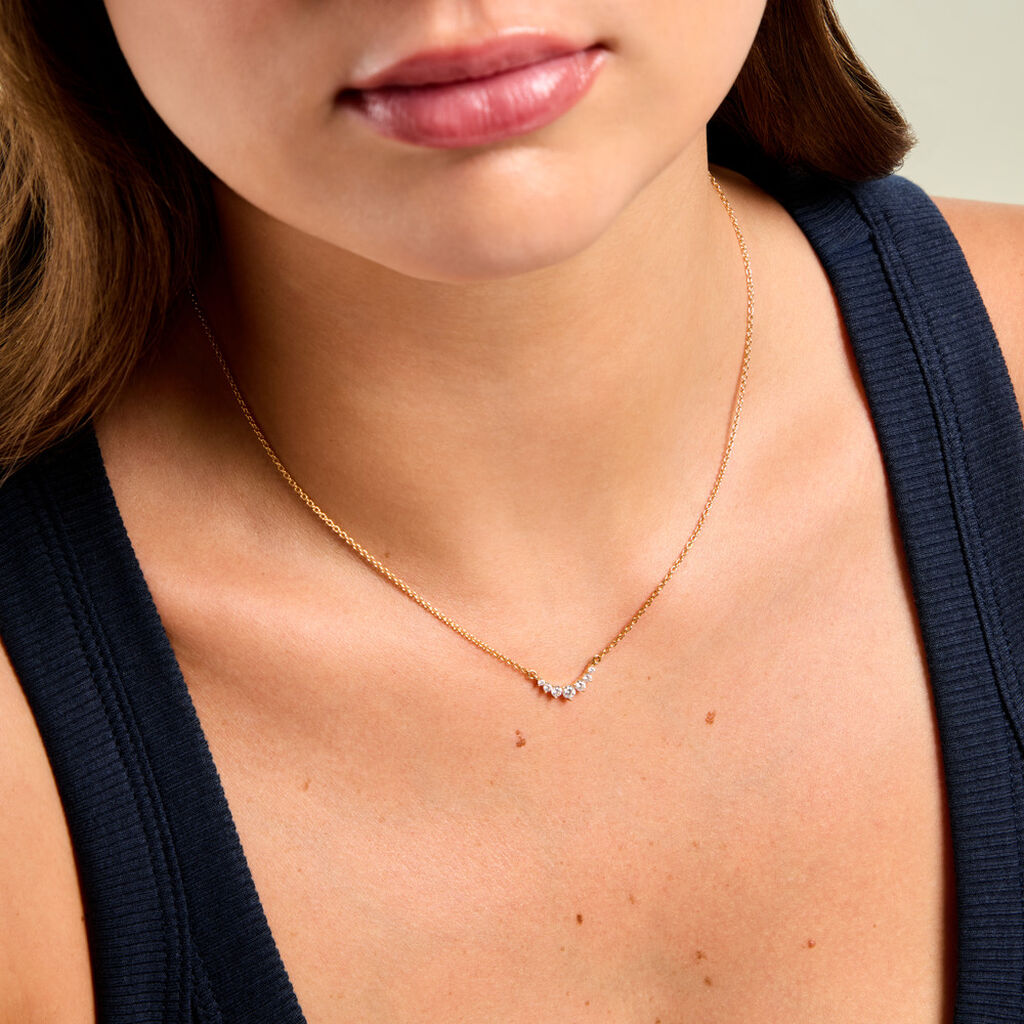 Collier Sparkle Argent Dor&eacute; A L'Or 750/1000 Oxyde De Zirconium - Colliers Femme | Histoire d&rsquo;Or