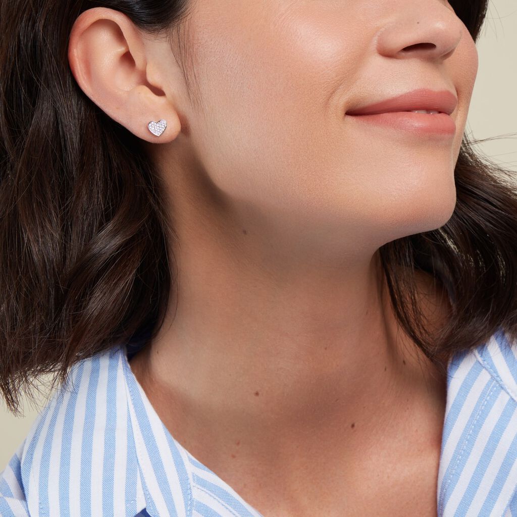 Boucles D'oreilles Puces Esperanza Argent Blanc Oxyde De Zirconium - Boucles d'oreilles fantaisie Femme | Histoire d’Or