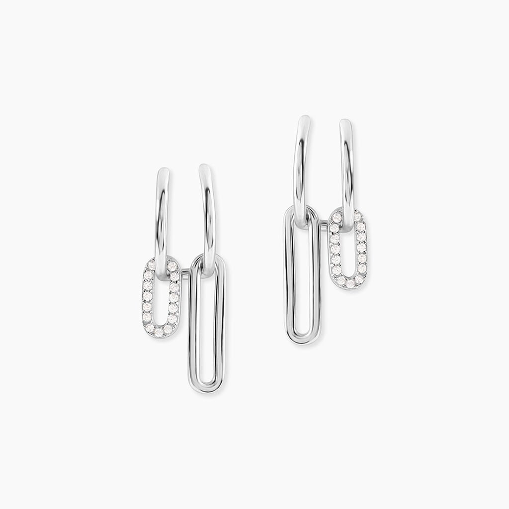 Cr&eacute;oles Maurine Argent Blanc Oxyde De Zirconium - Boucles d'oreilles cr&eacute;oles Femme | Histoire d&rsquo;Or