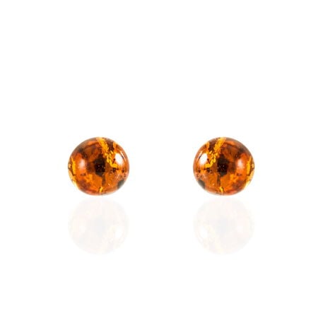 Boucles D'oreilles Puces Brunhild Argent Blanc Ambre - Boucles d'oreilles fantaisie Femme | Histoire d&rsquo;Or