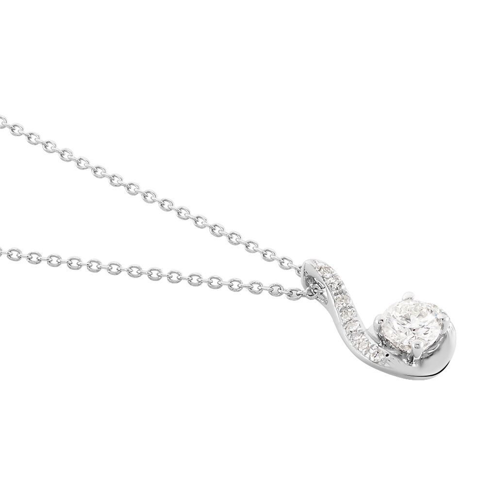 Collier Vrille Accompagnee Or Blanc Diamant - Colliers Femme | Histoire d’Or