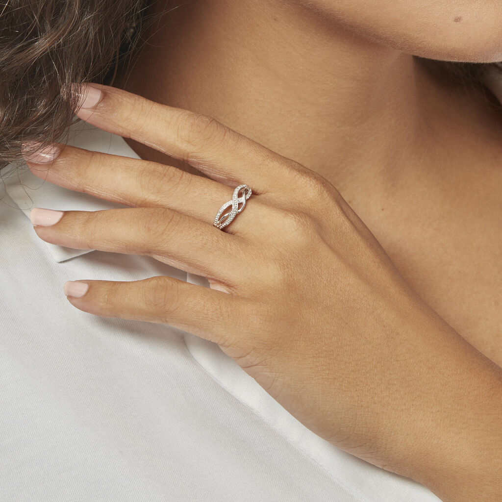 Bague Vaguelette Or Blanc Diamant - Bagues avec pierre Femme | Histoire d’Or