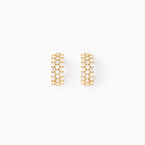 Boucles D'oreilles Jacquelene Rondes Or Jaune Oxyde De Zirconium - Boucles d'oreilles créoles Femme | Histoire d’Or
