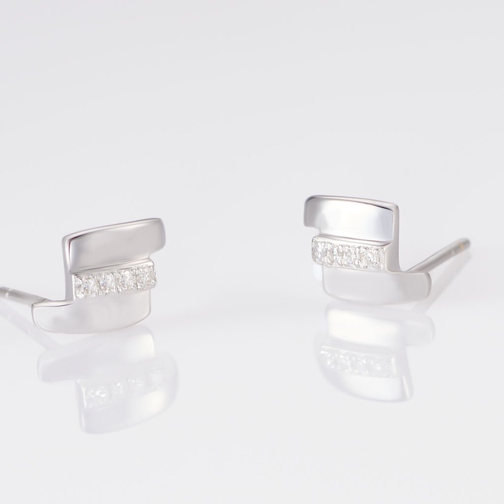 Boucles D'oreilles Puces Dolene Or Blanc Diamant - Clous d'oreilles Femme | Histoire d’Or