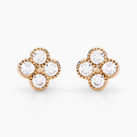 Boucles D'oreilles Puces Laurelle Plaqué Or Doré Oxyde De Zirconium - Boucles d'oreilles fantaisie Femme | Histoire d’Or