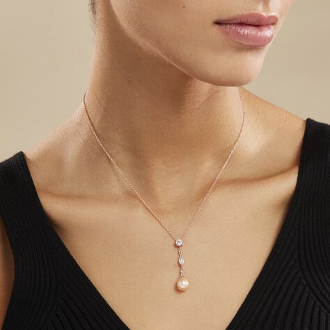 Collier Lynes Argent Rose Perle De Culture Et Oxyde De Zirconium - Colliers fantaisie Femme | Histoire d’Or