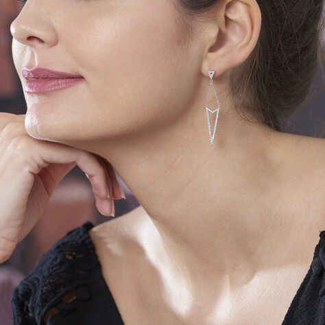 Boucles D'oreilles Pendantes Alexiane Argent Blanc Oxyde De Zirconium - Boucles d'oreilles fantaisie Femme | Histoire d’Or
