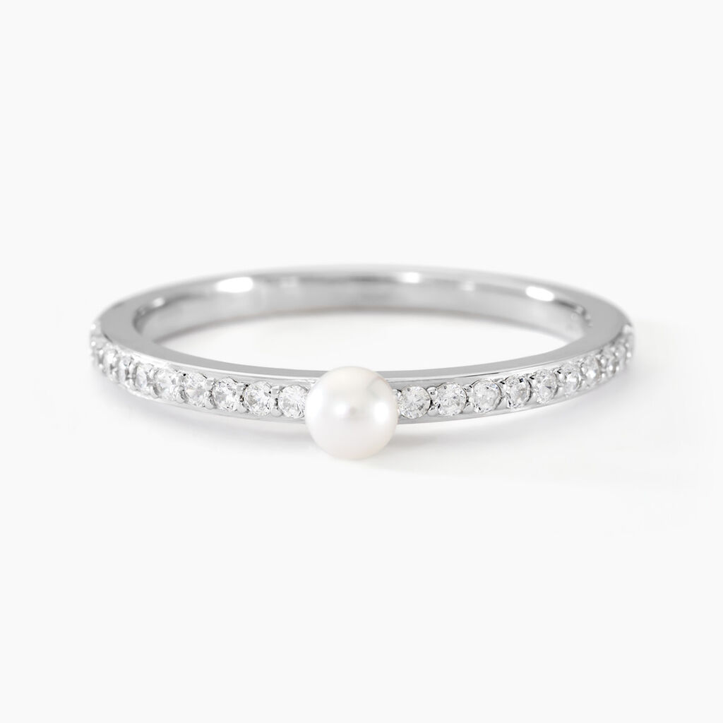 Bague Lua Argent Blanc Perle De Culture Oxyde De Zirconium - Bagues solitaires Femme | Histoire d&rsquo;Or