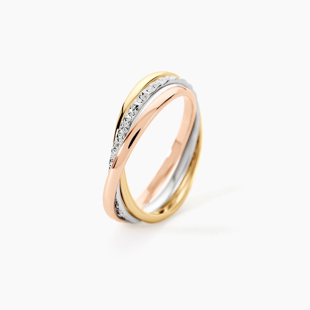 Alliance Entrelacee Diamantee Ruban Plat Or Tricolore - Alliances Unisex | Histoire d&rsquo;Or