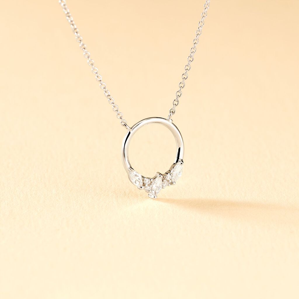 Collier Catiane Argent Blanc Oxyde De Zirconium - Colliers fantaisie Femme | Histoire d&rsquo;Or