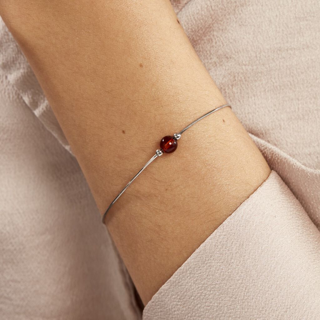 Bracelet Argent Blanc Katoucha Ambre - Bracelets Femme | Histoire d’Or