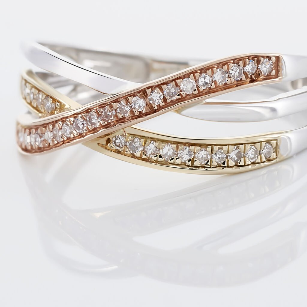 Bague Sabera Or Tricolore Diamant - Bagues avec pierre Femme | Histoire d&rsquo;Or