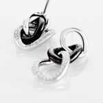 Boucles D'oreilles Pendantes Link Argent Blanc C&eacute;ramique Et Oxyde - Boucles d'oreilles pendantes Femme | Histoire d&rsquo;Or
