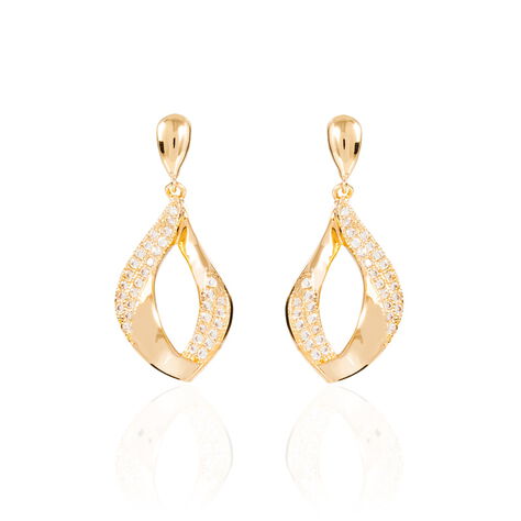 Boucles D'oreilles Pendantes Mai-lee Plaqué Or Oxyde De Zirconium - Boucles d'oreilles fantaisie Femme | Histoire d’Or