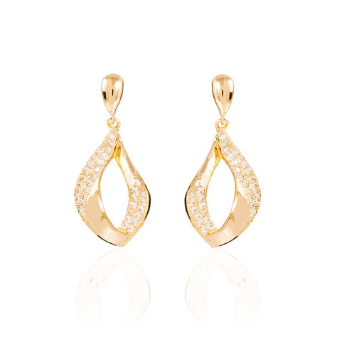 Boucles d'Oreilles Femme Plaqué Or Entrelacées Oxydes de Zirconium  76400058BJ