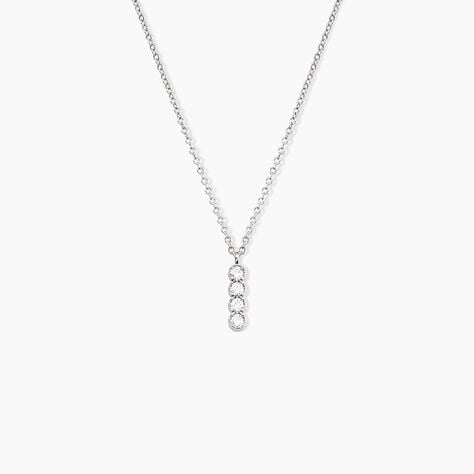 Collier Evdokia Argent Blanc Oxyde De Zirconium - Colliers fantaisie Femme | Histoire d&rsquo;Or