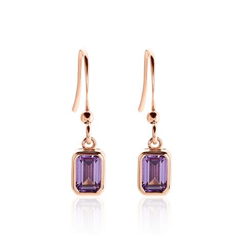 Boucles D'oreilles Pendantes Purple Mood Argent Rose Oxyde - Boucles d'oreilles fantaisie Femme | Histoire d’Or