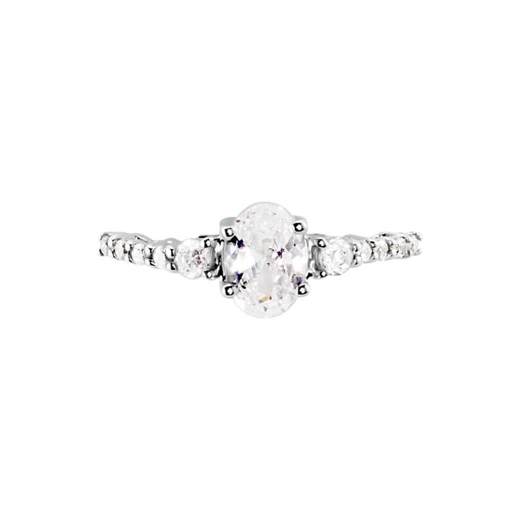 Bague Or Blanc Peadar Oxyde De Zirconium - Bagues solitaires Femme | Histoire d’Or