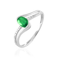 Bague Anja Or Blanc Emeraude Et Diamant