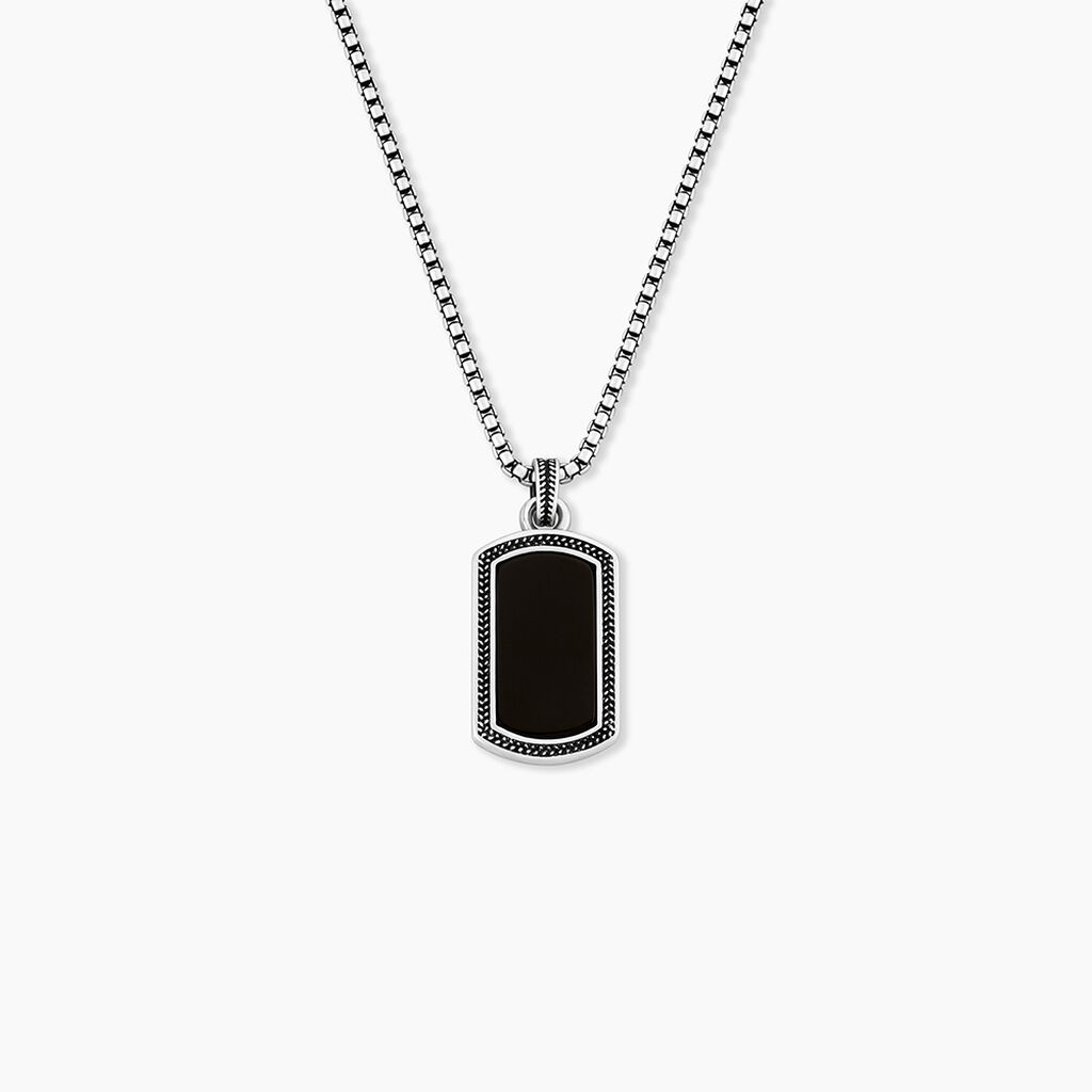 Collier Exode Acier Blanc Agate - F&ecirc;te des p&egrave;res Homme | Histoire d&rsquo;Or