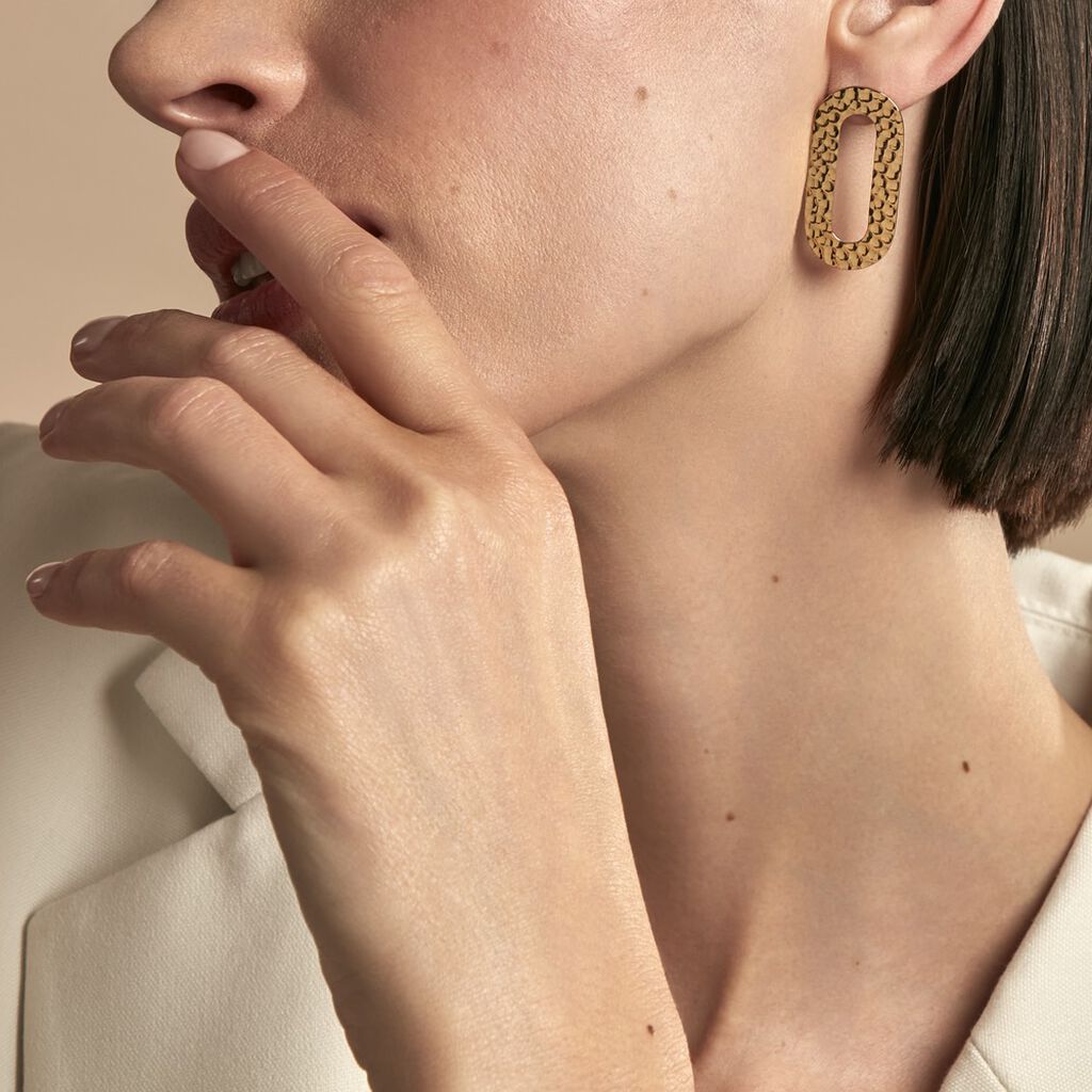 Boucles D'oreilles Puces Oren Acier Doré - Boucles d'oreilles fantaisie Femme | Histoire d’Or