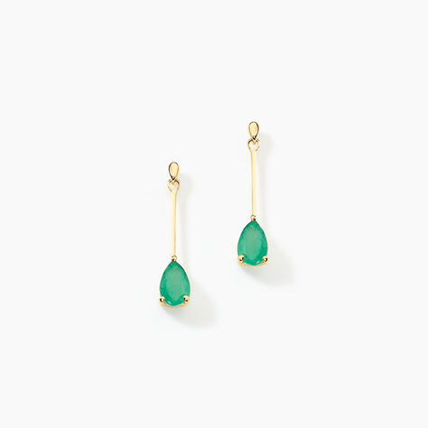 Boucles D'oreilles Pendantes Goutte Or Jaune Emeraude - Boucles d'oreilles pendantes Femme | Histoire d’Or