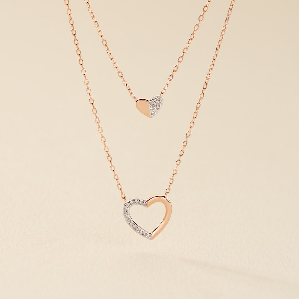 Collier Emilia Or Rose Diamant - Colliers doubles et triples cha&icirc;nes Femme | Histoire d&rsquo;Or