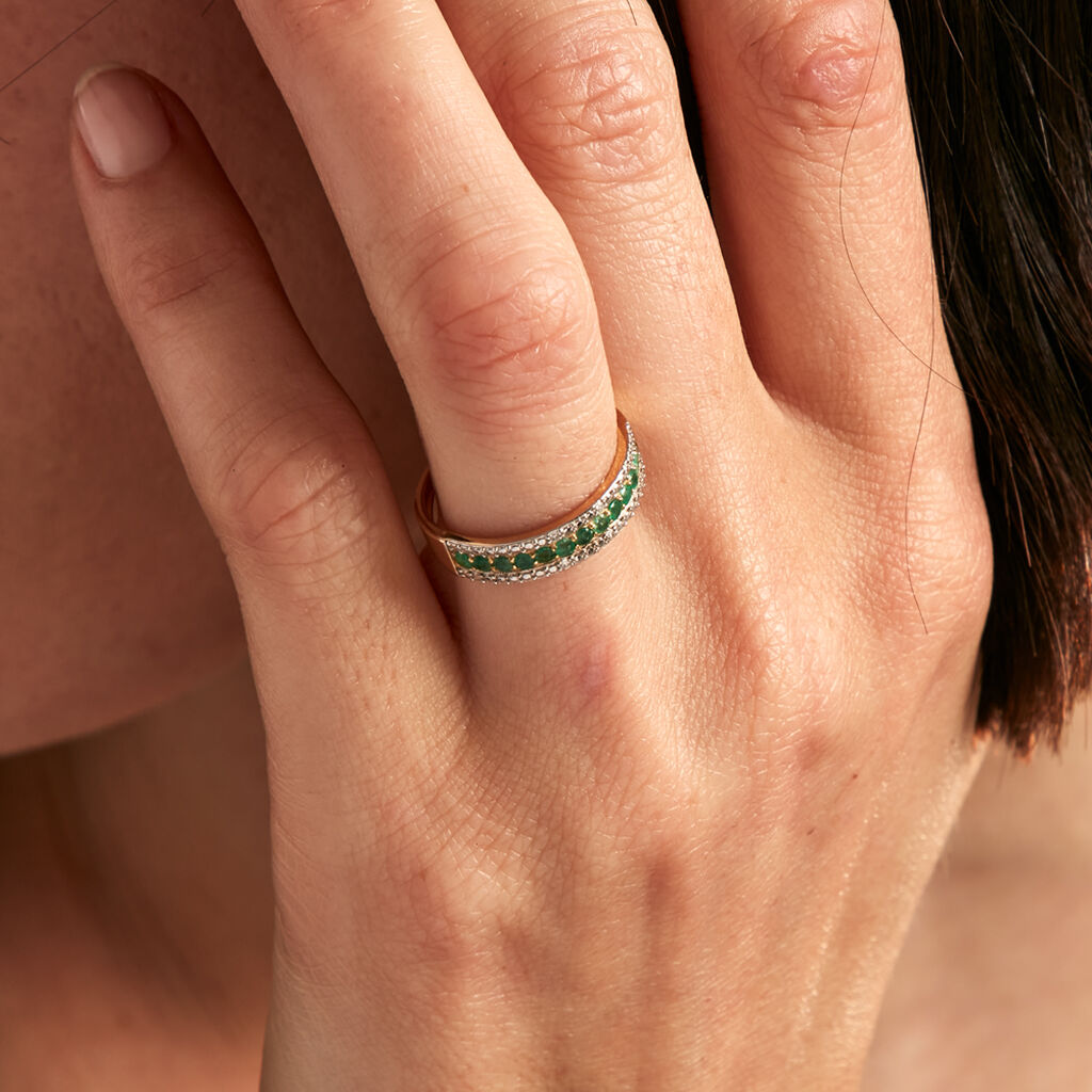 Bague Amias Or Jaune Emeraude Diamant - Bagues avec pierre Femme | Histoire d’Or