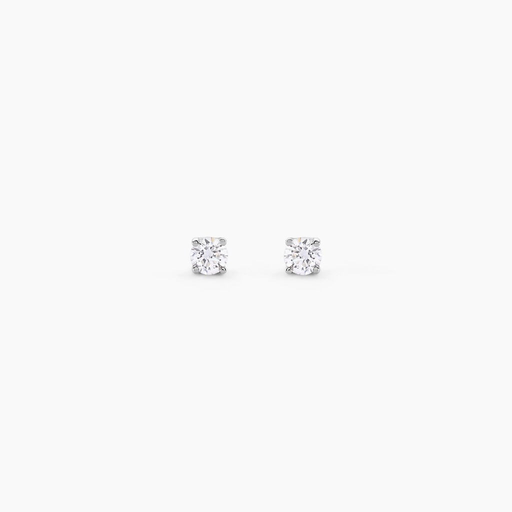 Boucles D'Oreilles Puces One Or Blanc Diamants - Boucles d'oreilles pierres pr&eacute;cieuses Femme | Histoire d&rsquo;Or