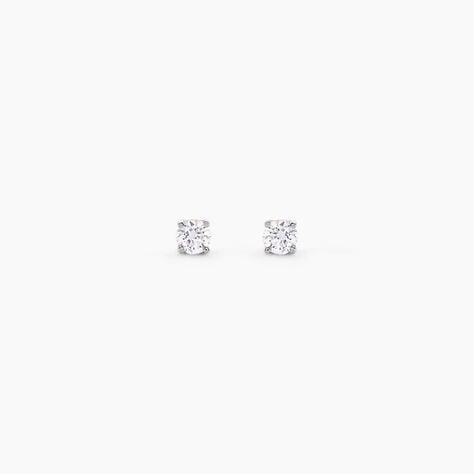 Boucles D'Oreilles Puces One Or Blanc Diamants - Boucles d'oreilles pierres pr&eacute;cieuses Femme | Histoire d&rsquo;Or