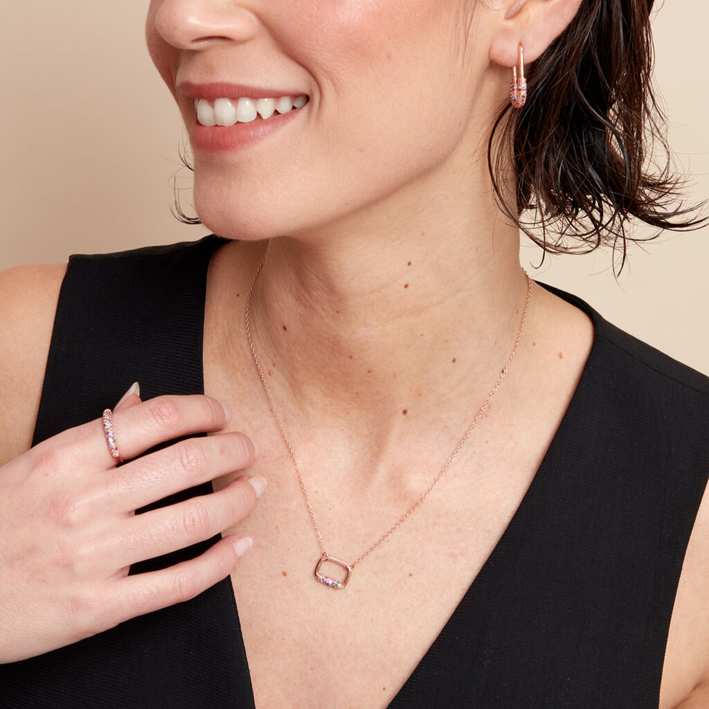 Collier Urban Call Argent Rose Pierre De Synthese Oxyde De Zirconium - Colliers fantaisie Femme | Histoire d’Or