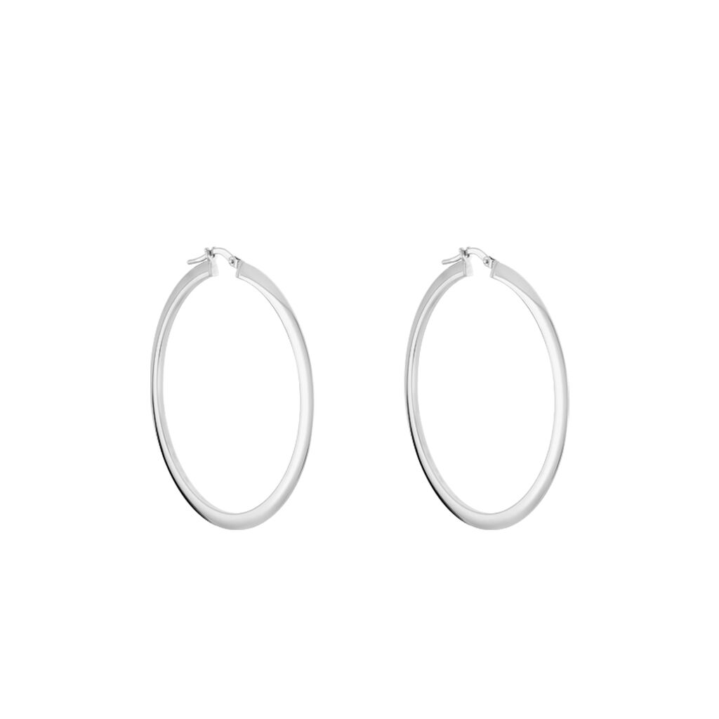 Créoles Argent Blanc Hally - Boucles d'oreilles créoles Femme | Histoire d’Or