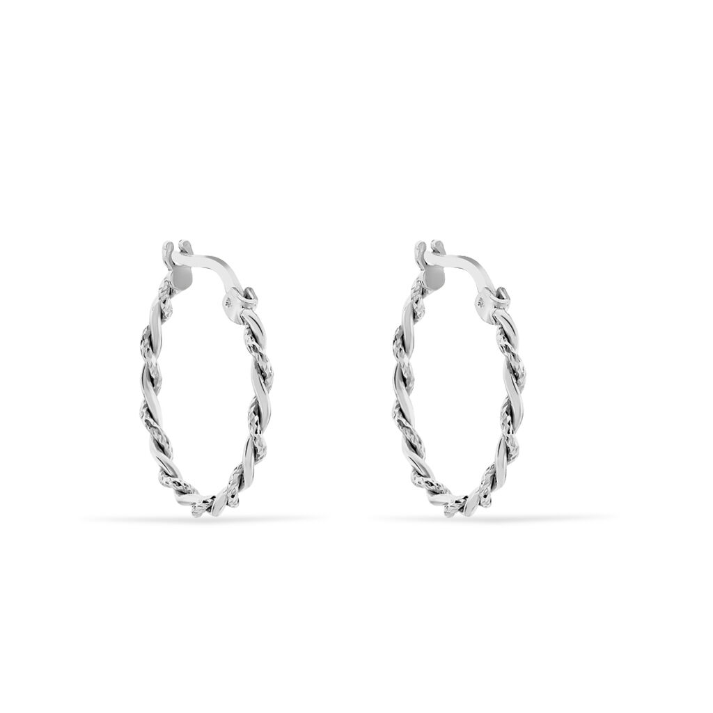 Créoles Argent Blanc Abie - Boucles d'oreilles créoles Femme | Histoire d’Or