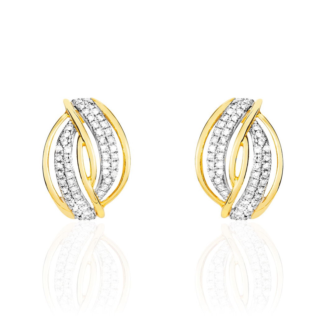 Boucles D'oreilles Puces Enora Or Jaune Diamant - Clous d'oreilles Femme | Histoire d’Or
