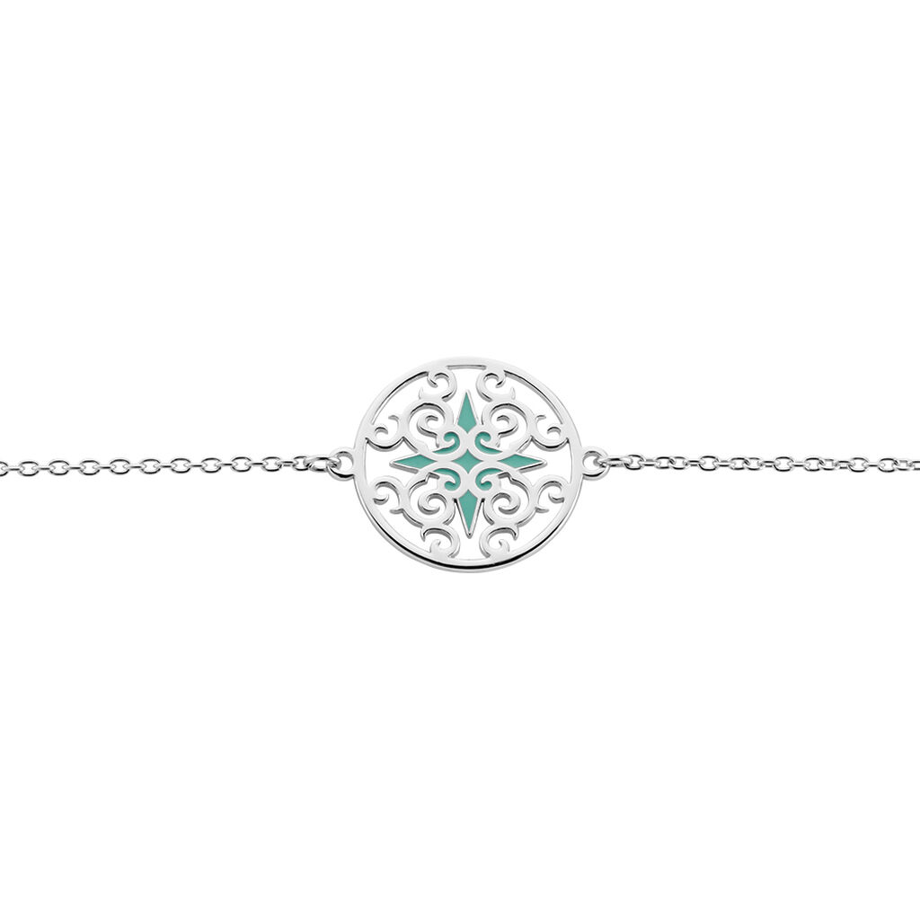 Bracelet Krysia Argent Blanc Email Turquoise - Bracelets Femme | Histoire d’Or